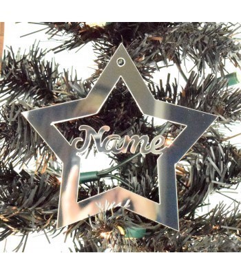 Laser Cut Personalised Mirrored Acrylic Star Bauble - 120mm Size